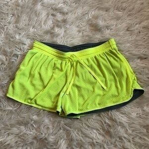Champion fluorescent green running shorts sz m